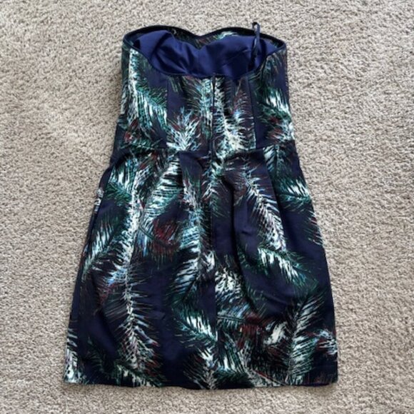Club Monaco Peacock Feather Strapless Mini Dress size 4 - Picture 3 of 7